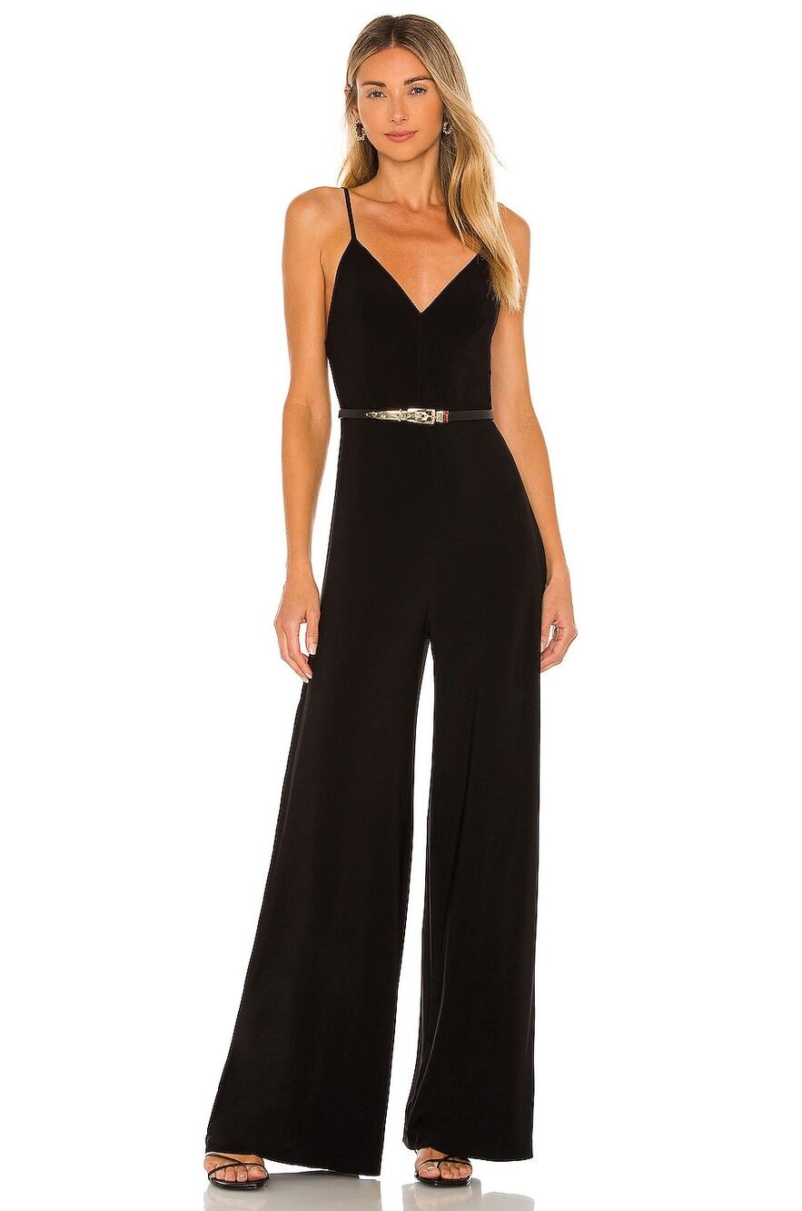 Norma Kamali Slip Jumpsuit Wide Leg Stretchy Casual Evening Party Preppy XS